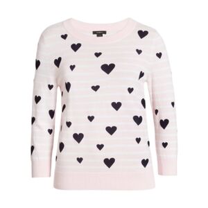 Hallogen x Atlantic Pacific Sweater Size 1 Large Pink White Navy Hearts